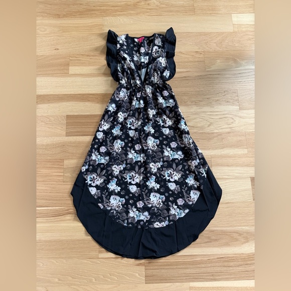 Betset Johnson Midi/Maxi Dress Floral Ruffle Sleeve Asymmetrical V-neck  Sz XS - Picture 2 of 11